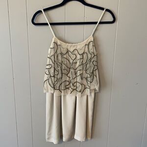 Silence + Noise Grey Beaded Flounce Dress Size XS